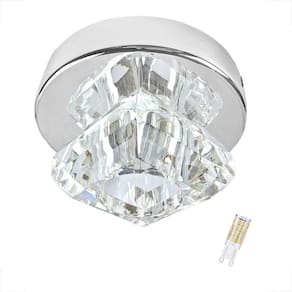 Spot Cristal Sobrepor Plafon Prateado Lavabo Bet47 + Led