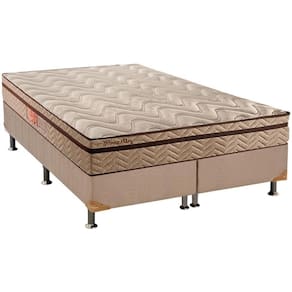Cama Box Queen: Colchão Molas MasterPocket Ensacadas Paropas Marcelly Ibiza + Base CRC Suede Bege(158x198)