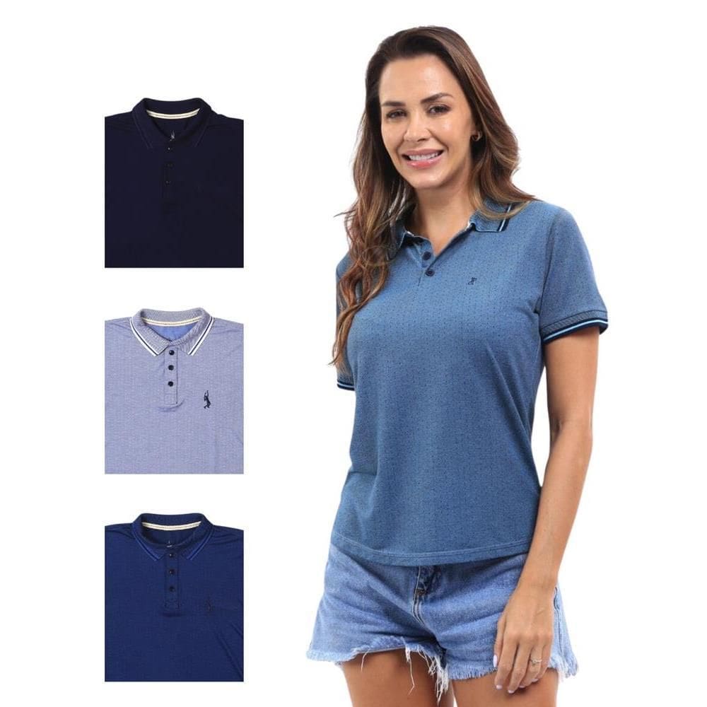 Camisa Polo Feminina Manga Curta Piquet Dia a Dia Kit 4