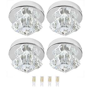 Kit 4 Spot Cristal Redondo Sobrepor Prateado Lavabo Bet47 +
