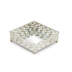 Bandeja Espelhada Quadrada Francesa Prata 16cm x 16cm - Mek