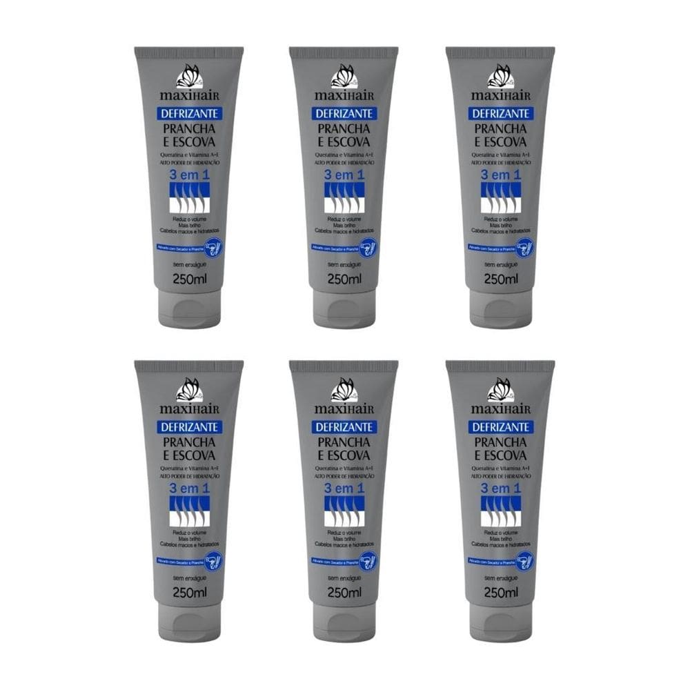 Defrizante Maxihair 250Ml Prancha E Escova 3 Em 1-Kit 6Un