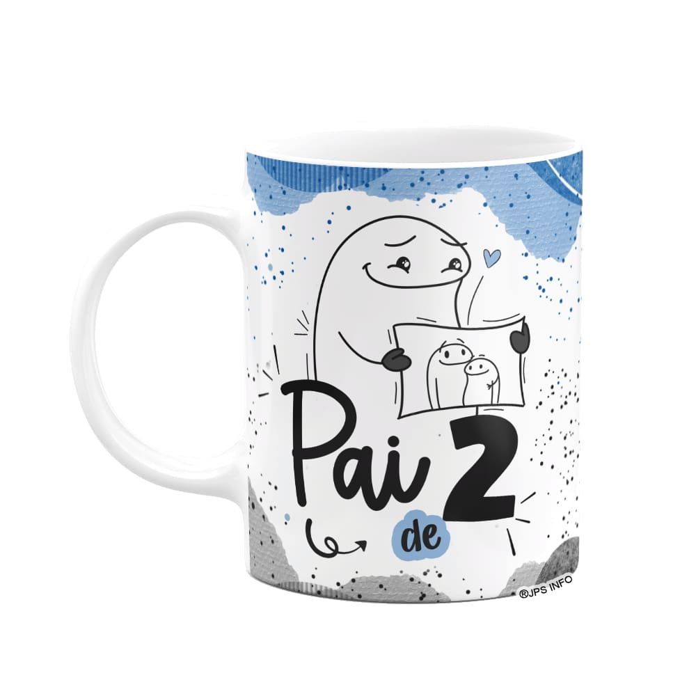 Caneca Flork Pais - Pai de 2 - Branca 325ml