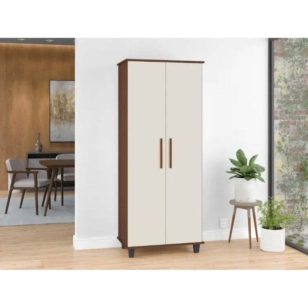 Estante Armário Organizador Multiuso 2 Portas Lisboa São Miguel - Ipe / Off White