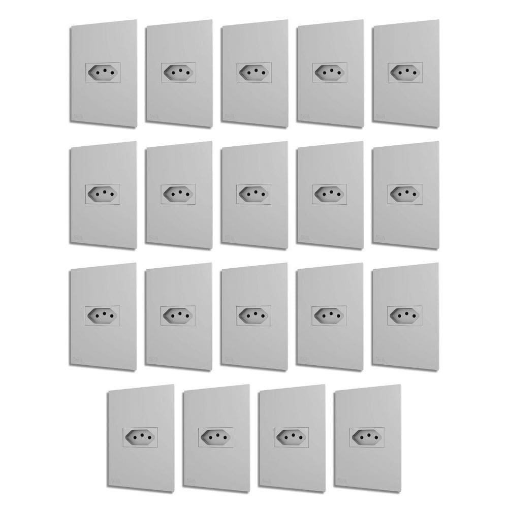 Kit Com 19 Tomadas Recta Satin 20A Horizontal Prata - B.Lux