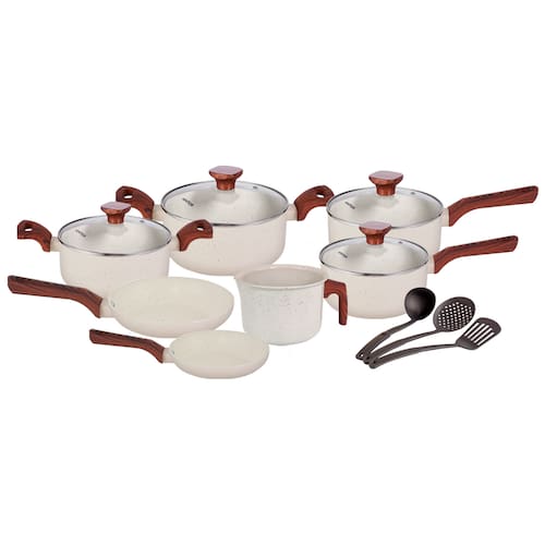 imagem-Jogo De Panela Ceramica Antiaderente Indução Mimo Style Cook Mármol Conjunto Panelas E Colheres 10 Peças