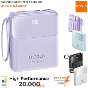 Power Bank Agold BTE-48 com 10.000mAh para Android e iOS