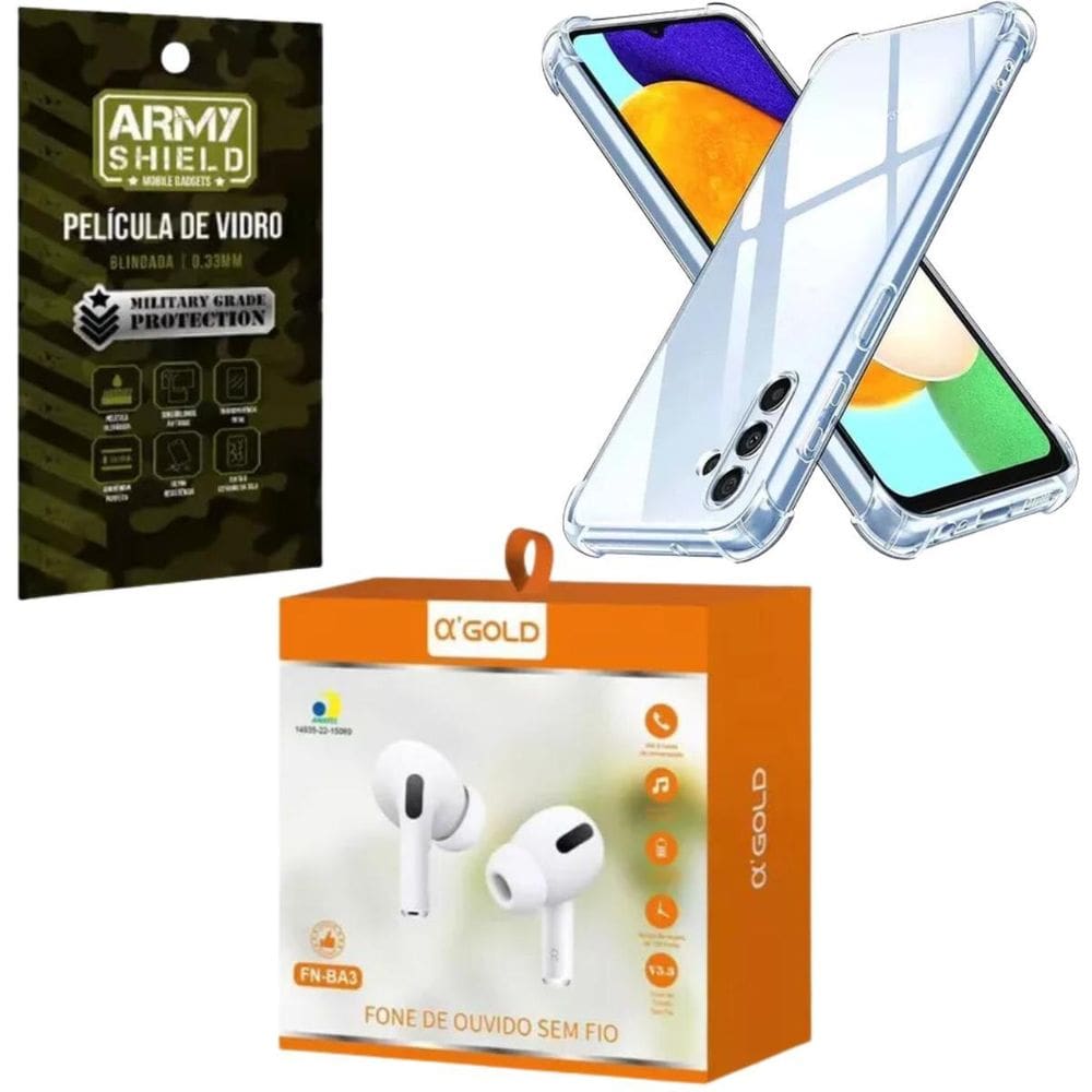 Kit Capinha Samsung Galaxy S23Fe+ Fone Bluetooth + Pelicula