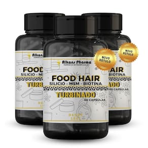 Food Hair Turbinado: Cabelo, Pele, Unhas-60 Cps- 3 Unidades