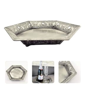 Bandeja Prata Decorativa Hexagonal 30Cm Decoração P