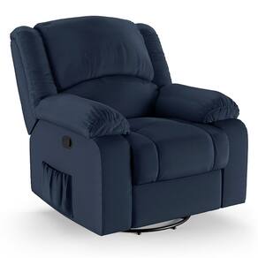 Poltrona do Papai Reclinável Melim Glider Giratória Massagem PU Azul FH1 - D`Rossi