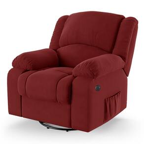 Poltrona do Papai Reclinável Melim Glider Giratória USB Veludo Vermelho FH1 - D`Rossi