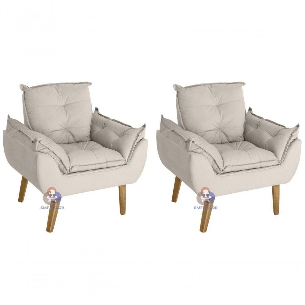Kit 02 Poltrona Opala Suede Bege
