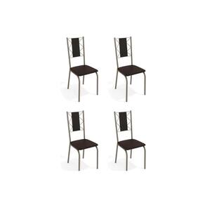 Kit 4 Cadeiras Sala Jantar Lisboa 4C076 4 Un Níquel/Courano Preto - Kappesberg