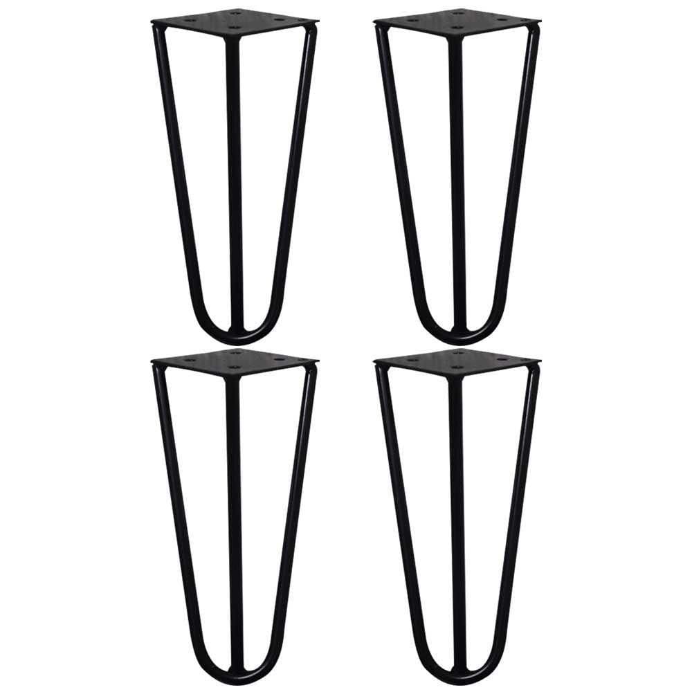 Kit 4 Pés De Metal 15 Cm Mesas De Centro Puffs Preto
