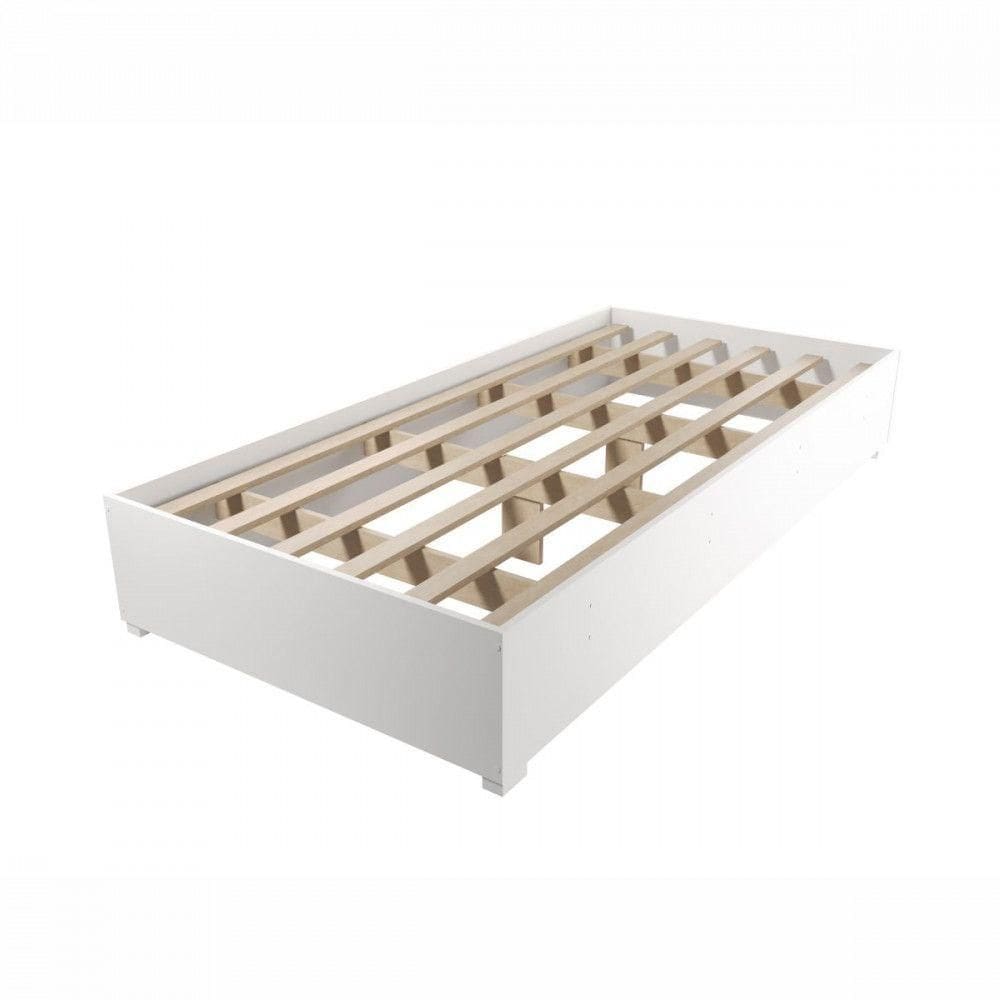 Base Cama Box Solteiro Imperatriz Com Pés Branco Viero Branco