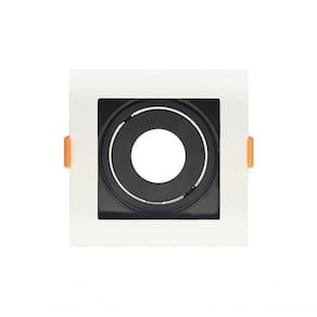 Spot Recuado De Embutir Quadrado Mr11 Branco Com Preto Taschibra