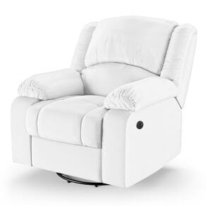 Poltrona do Papai Reclinável Melim Glider Giratória USB PU Branco FH1 - D`Rossi