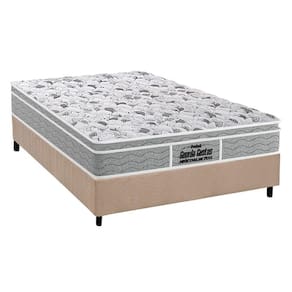 Cama Box Casal: Colchão Espuma Probel D45/EP Guarda Costas Próextreme Plus + Base CRC Suede Clean(138x188)