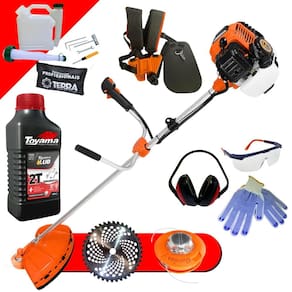 Roçadeira Profissional Lateral Terra GR520XP À Gasolina 2T 52cc 2,5HP Com Lâmina de Vídia 40 Dentes e Carretel Nylon + KIT EPI + ÓLEO TOYAMA FG50 2T