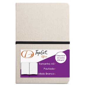 Caderneta Linen 14X21Cm 96 Fls Pautadas - Bege E Preto