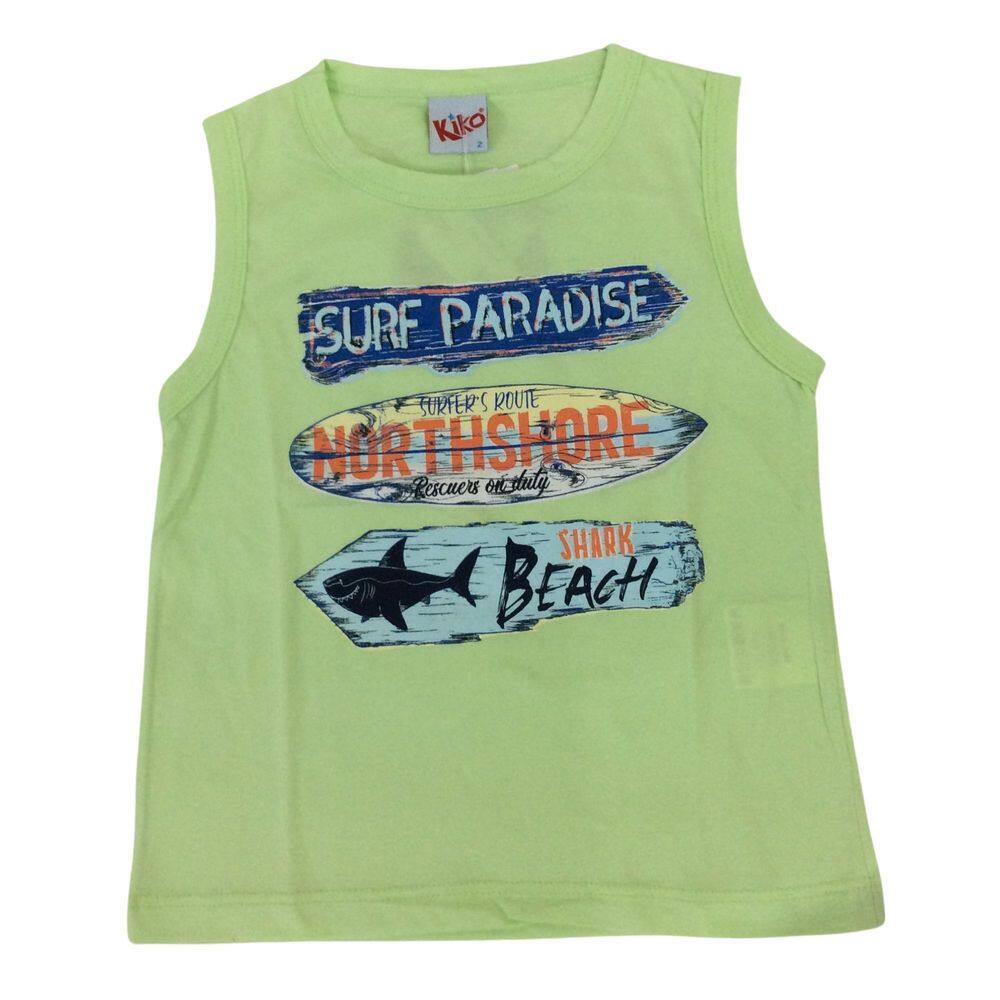 Camiseta Regata infantil masc Kiko e kika verde e azul