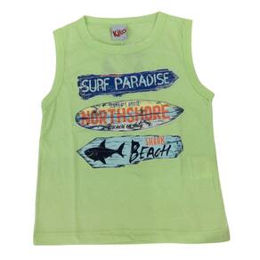 Camiseta Regata infantil masc Kiko e kika verde e azul