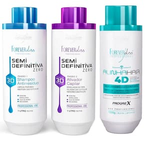 Kit Progres Semi Definitiva 3D e AlinhaHair 4D Forever Liss