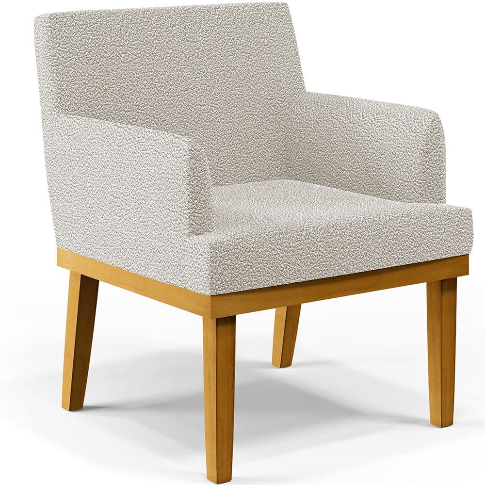 Poltrona Decorativa Para Sala De Estar Base  Beatriz W01 Bouclê Creme - Lyam Decor