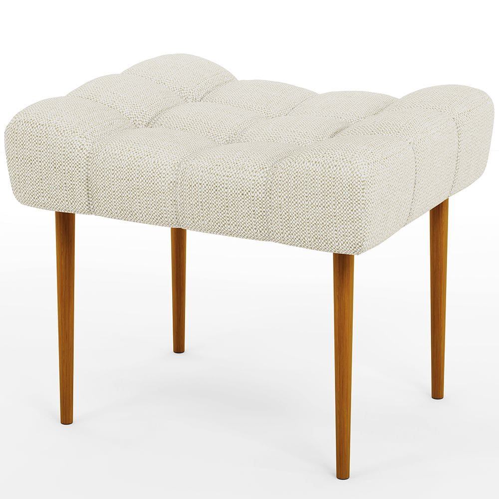 Puff Decorativo Para Sala De Estar Requinte L02 Linho Champagne - Lyam Decor
