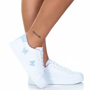Tenis Feminino Casual Branco Azul Borboleta Estilo Shoes