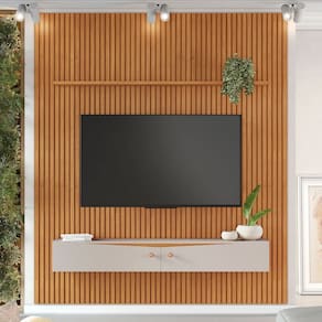 Painel para TV Até 75 Polegadas Riso 2 Portas 1 Prateleira Cinamomo/Off Cinamomo - Jcm Móveis