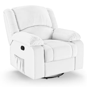 Poltrona do Papai Reclinável Melim Glider Giratória Massagem PU Branco FH1 - D`Rossi