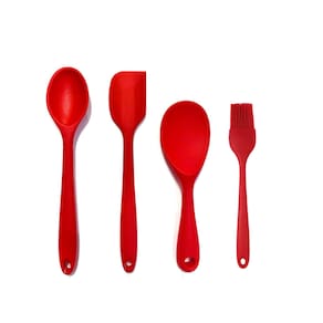 Jogo com 4 Peças Colher de Arroz, Espatula Pincel em Silicone Livre de BPA .UNYHOME.