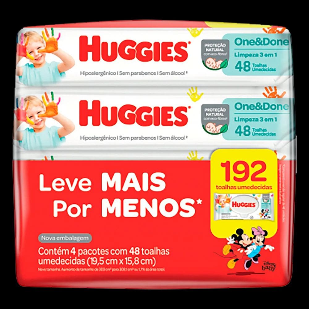 Lencos Umed.huggies One&done Leve 4 Pague 3 C/192un