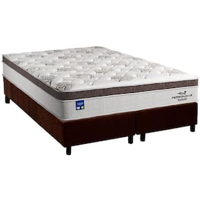 Cama Box Queen: Colchão Molas Ensacadas Plumatex MasterPocket Personalle + Base CRC Suede Brown(158x198)
