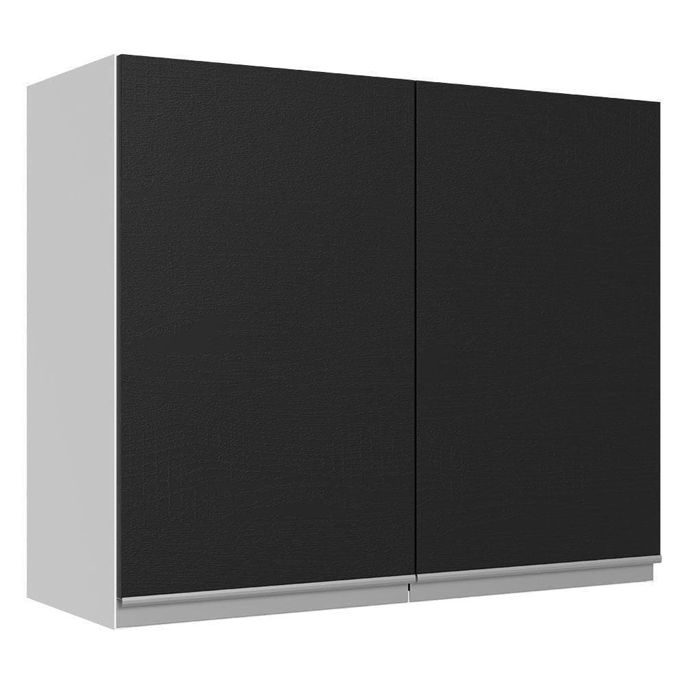 Armário Aéreo 100% Mdf 80 Cm 2 Portas Branco/preto Acordes