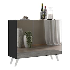 Aparador Buffet 2 Portas Retrô Vegas V3613 Preto/Branco