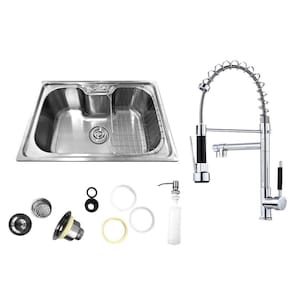 Cuba Pia Gourmet Aço Inox 201 Cg201-c01 E Torneira Gourmet 50cm Cromada De BancadaBelccaTgm50c-bz