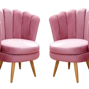 Conjunto 2 Poltronas Pétala Cadeiras Decorativas Flor Rosa
