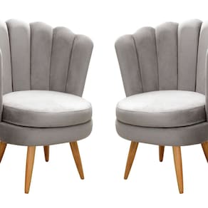 Conjunto 2 Poltronas Pétala Cadeiras Decorativas Flor Cinza Capuccino