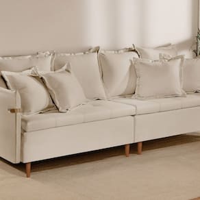 Sofá Fixo 2 Lugares Luxo 160 cm Atlas Bege Claro