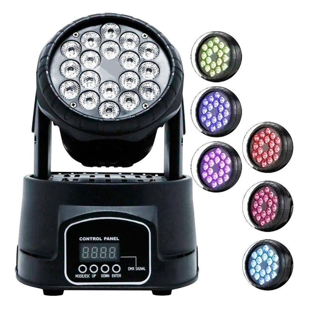 Canhão Jogo De Luz Moving Head 18 Leds Profissional Lk-294