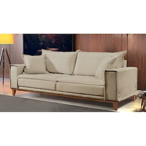 Sofá Fixo 3 Lugares Luxo 200 cm Aquiles Bege