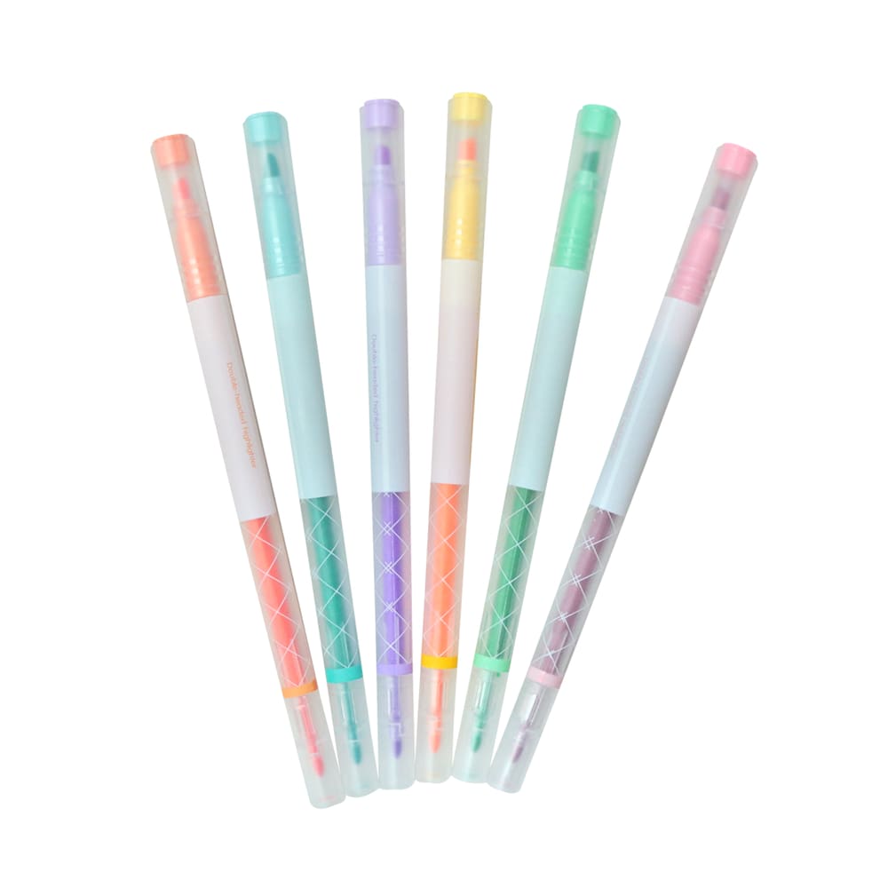 Caneta Marca Texto Ponta Dupla Fluorescente 6 Cores