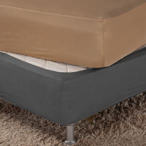 Saia Box Fit Cama Queen Capa Elástica Malha Gel Lisa 1 Peça Cinza