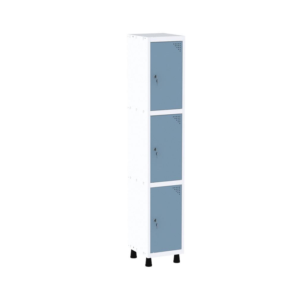 Roupeiro em Aço Mt 1v 3 Portas - Fechadura Branco/Azul Dali