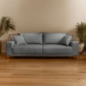 Sofá Fixo 3 Lugares Luxo 200 cm Argos Cinza