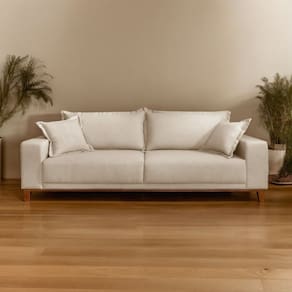 Sofá Fixo 3 Lugares Luxo 220 cm Argos Bege Claro
