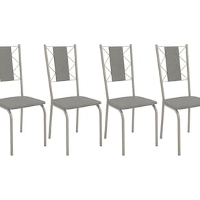 Kit 4 Cadeiras para Sala de Jantar de Metal Lisboa Nickel/Cinza
